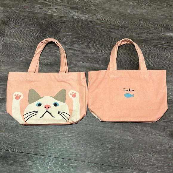 Genki Kitten Cat Tote Bag ❘ Travel Bag ❘ Causal Bag ❘ 2-Handle Bag ❘ AnimalPrint - Picture 3 of 5